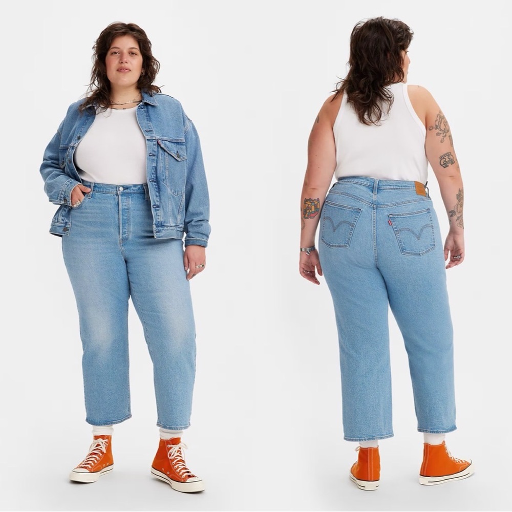 Levi's • ribcage straight ankle jeans light wash high rise button fly sz 22W